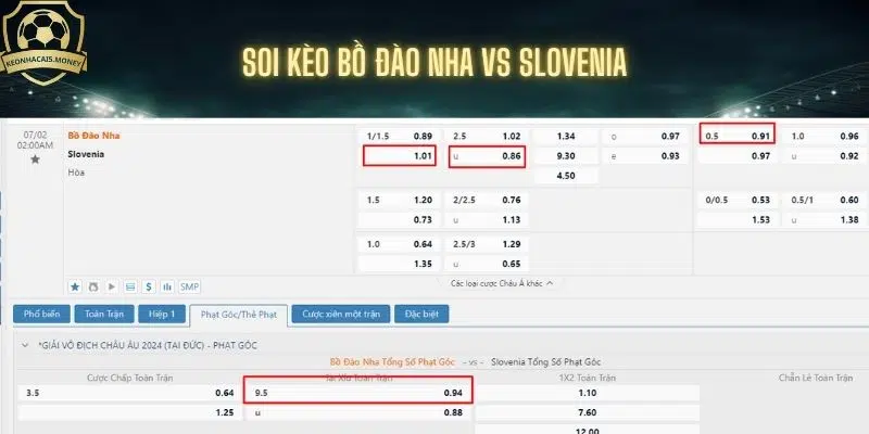 Soi kèo bóng đá Bồ Đào Nha vs Slovenia